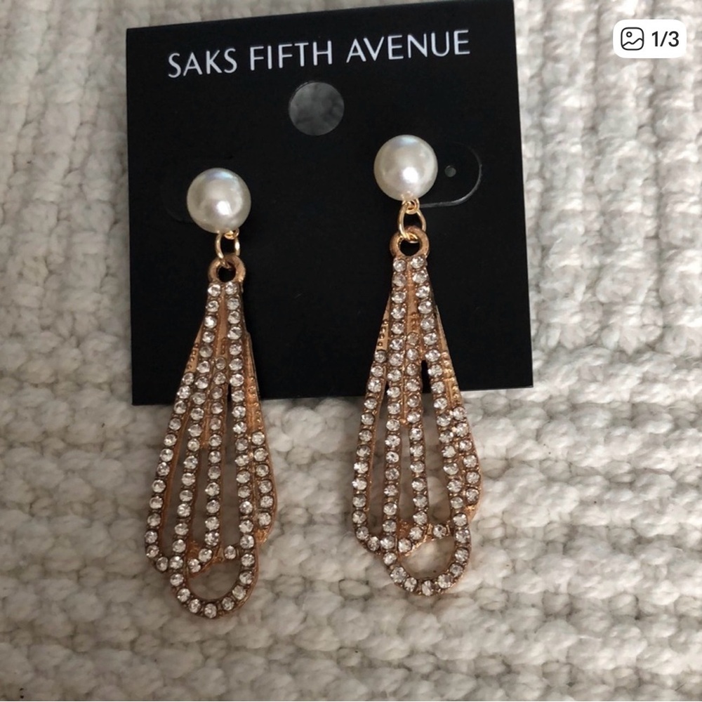 FINAL! Saks Fifth Avenue 4 pack Bundle Crystal Drop Earrings NWT - Picture 4 of 5